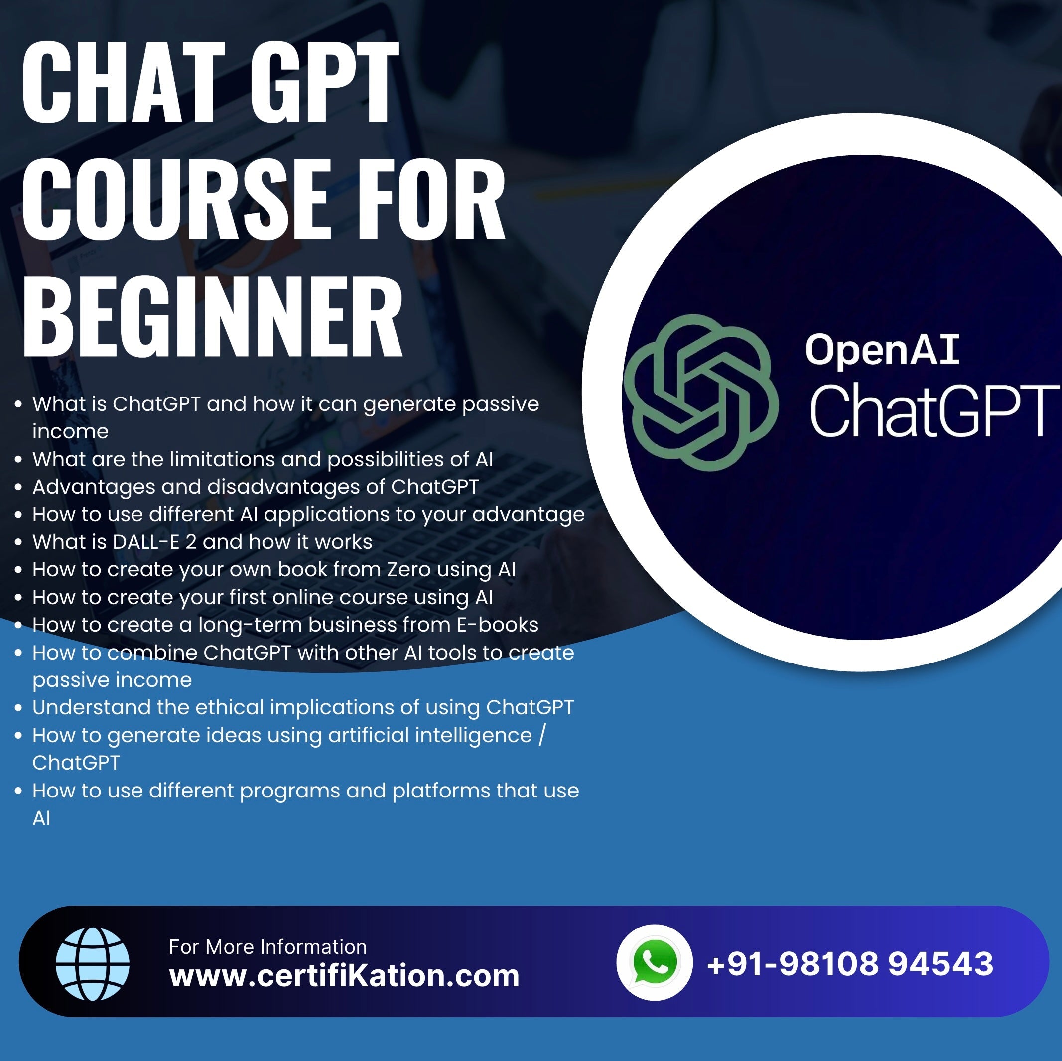 ChatGPT 4 Course for Beginner By CertifiKation.